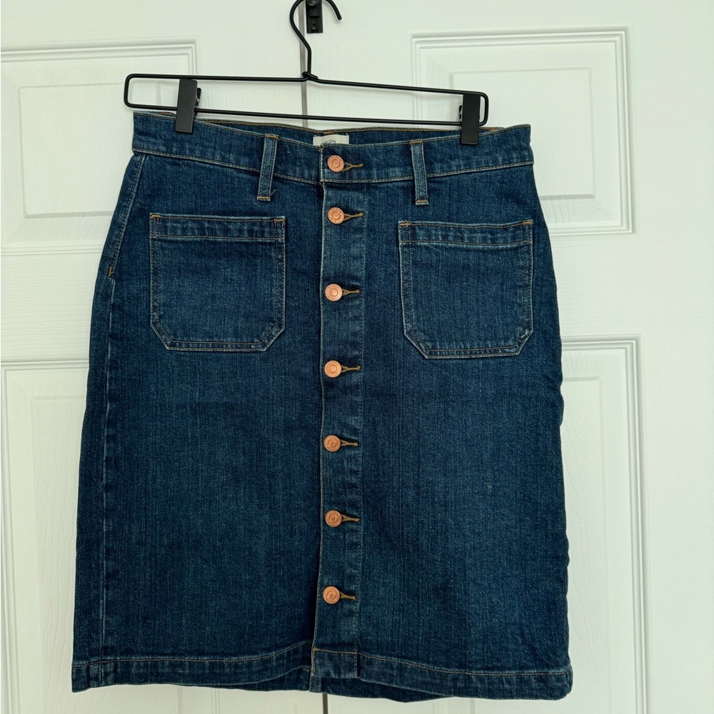 JCrew Denim Skirt with copper buttons